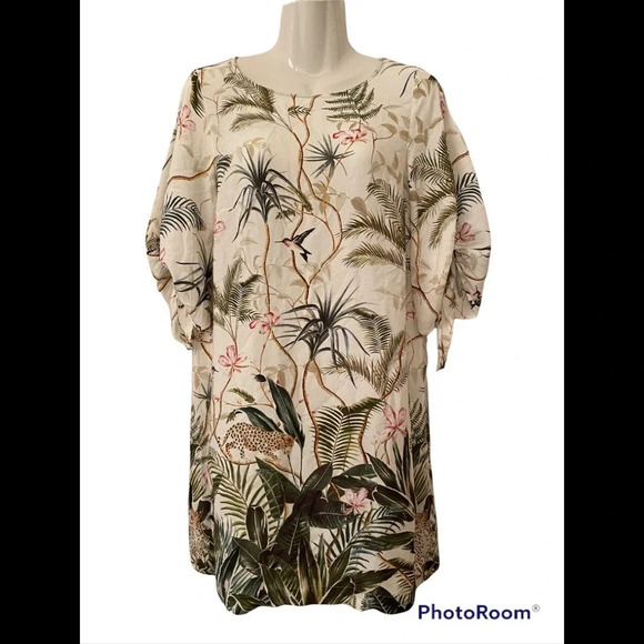 H&M Tropical Print Shift Dress Sz 6 - Picture 1 of 7